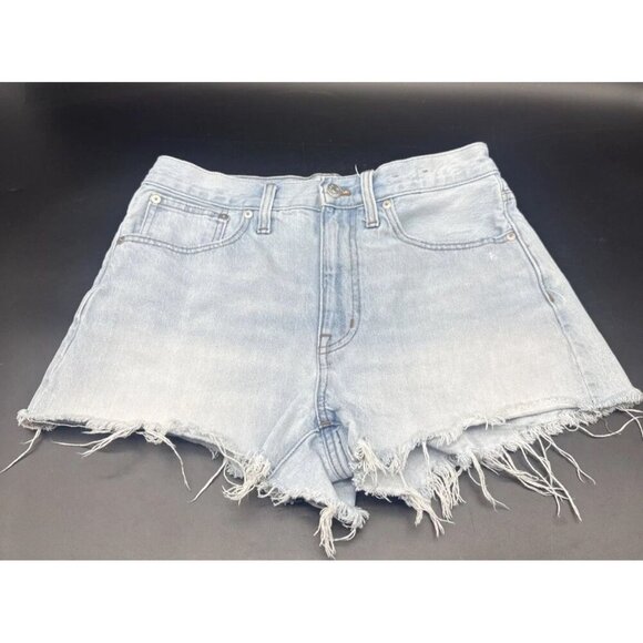 Madewell Women’s Light Blue Relaxed Raw Hem Distressed Denim Jean Shorts Sz 27 - Picture 1 of 11